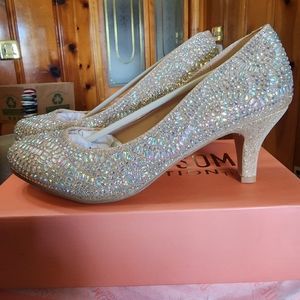Rhinestone Embellished Kitten Heels